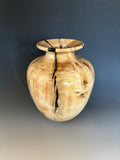 WT #285, Vase from Cottonwood with Turquoise and Jet inlay.