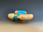 WT #286, Hollow Form Vessel from Boxelder Burl with crushed Turquoise inlay.