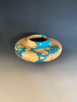WT #286, Hollow Form Vessel from Boxelder Burl with crushed Turquoise inlay.