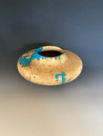 WT #286, Hollow Form Vessel from Boxelder Burl with crushed Turquoise inlay.
