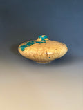 WT #287, Hollow Form Vessel from Boxelder Burl with crushed Chrysocolla inlay.