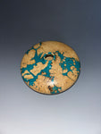 WT #287, Hollow Form Vessel from Boxelder Burl with crushed Chrysocolla inlay.