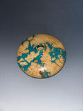 WT #287, Hollow Form Vessel from Boxelder Burl with crushed Chrysocolla inlay.