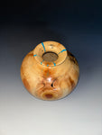 WT #288, Vase from Spalted Aspen with Turquoise and Jet inlay.