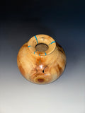 WT #288, Vase from Spalted Aspen with Turquoise and Jet inlay.