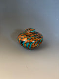 WT #289, Miniature axe from Jarrah Burl with Chrysocolla inlay.