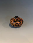 Wt # 290, Miniature Hollow Form Vessel from Jarrah Burl with Jet inlay.