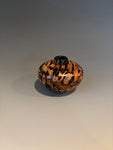 Wt # 290, Miniature Hollow Form Vessel from Jarrah Burl with Jet inlay.