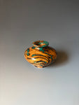 WT #291, Miniature Vase from Jarrah Burl with Malachite inlay.