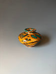 WT #291, Miniature Vase from Jarrah Burl with Malachite inlay.