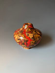 WT #292 Miniature Hollow Form Vessel from Jarrah Burl with Red Coral inlay.