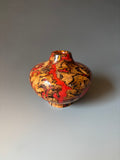 WT #292 Miniature Hollow Form Vessel from Jarrah Burl with Red Coral inlay.
