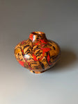 WT #292 Miniature Hollow Form Vessel from Jarrah Burl with Red Coral inlay.