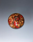 WT #292 Miniature Hollow Form Vessel from Jarrah Burl with Red Coral inlay.