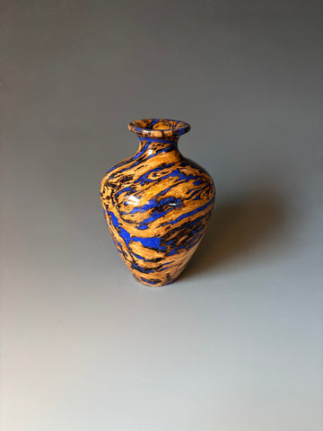 WT #293, Miniature Vase from Jarrah Burl with Lapis inlay.