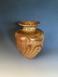 WT #294, Vase from Russian Olive with Malachite inlay.