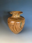 WT #294, Vase from Russian Olive with Malachite inlay.