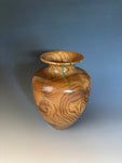 WT #294, Vase from Russian Olive with Malachite inlay.