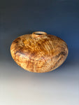 WT #296, Hollow Form Vessel from Spalted Cottonwood with Jet inlay.