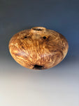 WT #296, Hollow Form Vessel from Spalted Cottonwood with Jet inlay.
