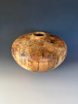 WT #296, Hollow Form Vessel from Spalted Cottonwood with Jet inlay.
