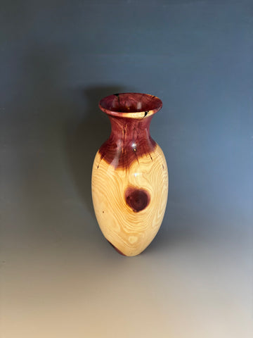 WT #297, Vase from Eastern Red Cedar with Jet inlay.