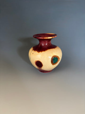 WT #299, Vase from Eastern Red Cedar with Malachite inlay.