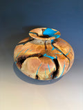 WT #300, Hollow Form Vessel from Tamarisk with Turquoise inlay.