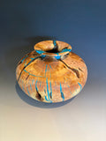WT #300, Hollow Form Vessel from Tamarisk with Turquoise inlay.