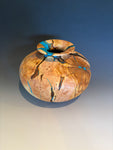 WT #300, Hollow Form Vessel from Tamarisk with Turquoise inlay.