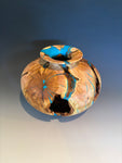WT #300, Hollow Form Vessel from Tamarisk with Turquoise inlay.