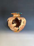 WT #301, Live Edge Tamarisk Hollow Form with Crushed Chrysocolla inlay.