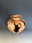 WT #301, Live Edge Tamarisk Hollow Form with Crushed Chrysocolla inlay.