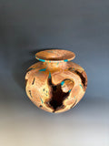 WT #301, Live Edge Tamarisk Hollow Form with Crushed Chrysocolla inlay.