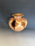 WT #301, Live Edge Tamarisk Hollow Form with Crushed Chrysocolla inlay.