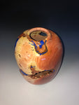 WT #148, Live Edge Hollow Form Vessel from Tamarisk with Lapis inlay.