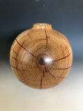 WT #126, Hollow Form Vessel from Gambel Oak with Red Metal inlay