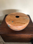 WT #140, Hollow Form Vessel from Ponderosa Pine with Turquoise inlay.