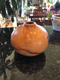 WT #38, Hollow Form Vessel from “Rich Lightered” Ponderosa Pine with Malachite inlay.  SOLD
