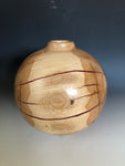 WT #126, Hollow Form Vessel from Gambel Oak with Red Metal inlay