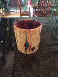 WT #21,  Vase from Cedar with Chrysocolla inlay.