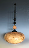 WT #143 Hollow Form Vessel from Spalted Maple Burl with Maple and Gaboon Ebony Finial.