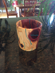 WT #21,  Vase from Cedar with Chrysocolla inlay.