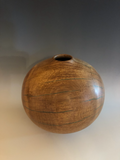 WT #107, Hollow Form Vessel from Gambel Oak with Malachite inlay.