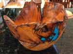 WT #48, Live Edge Bowl from “Rich Lightered” Ponderosa Pine with Turquoise inlay.  SOLD