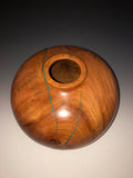 WT #99, Hollow Form Vessel from Apricot with Turquoise inlay.