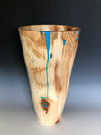 WT #142, Vase from Spalted Aspen with Turquoise inlay.