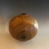 WT #107, Hollow Form Vessel from Gambel Oak with Malachite inlay.