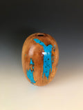 WT #63, Hollow Form Vessel from “Rich Lightered” Ponderosa Pine with Turquoise inlay