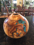 WT #71, Hollow Form Vessel from Spalted Aspen with Turquoise & Coal inlay.  SOLD